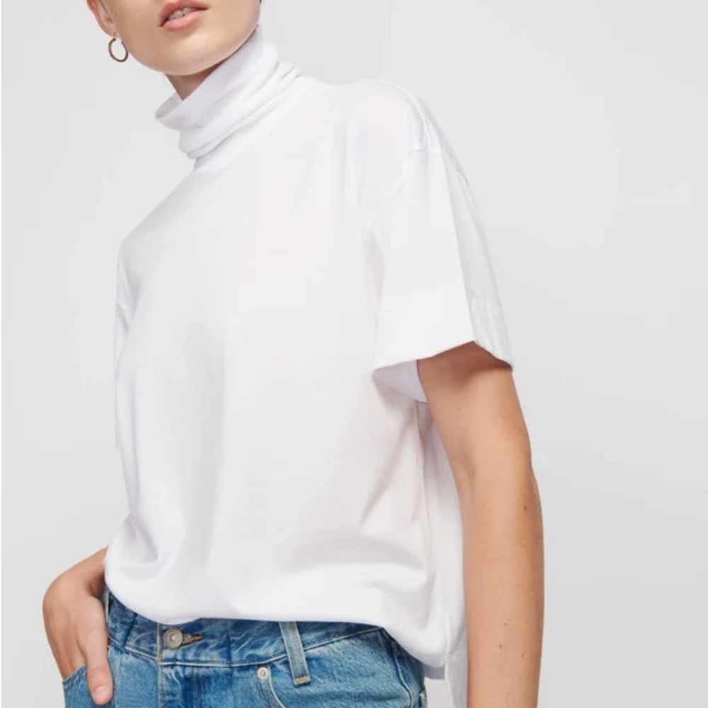 Nation LTD White Short-Sleeve Turtleneck Top